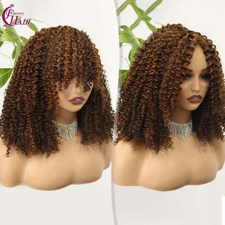 afro curly wig with bang