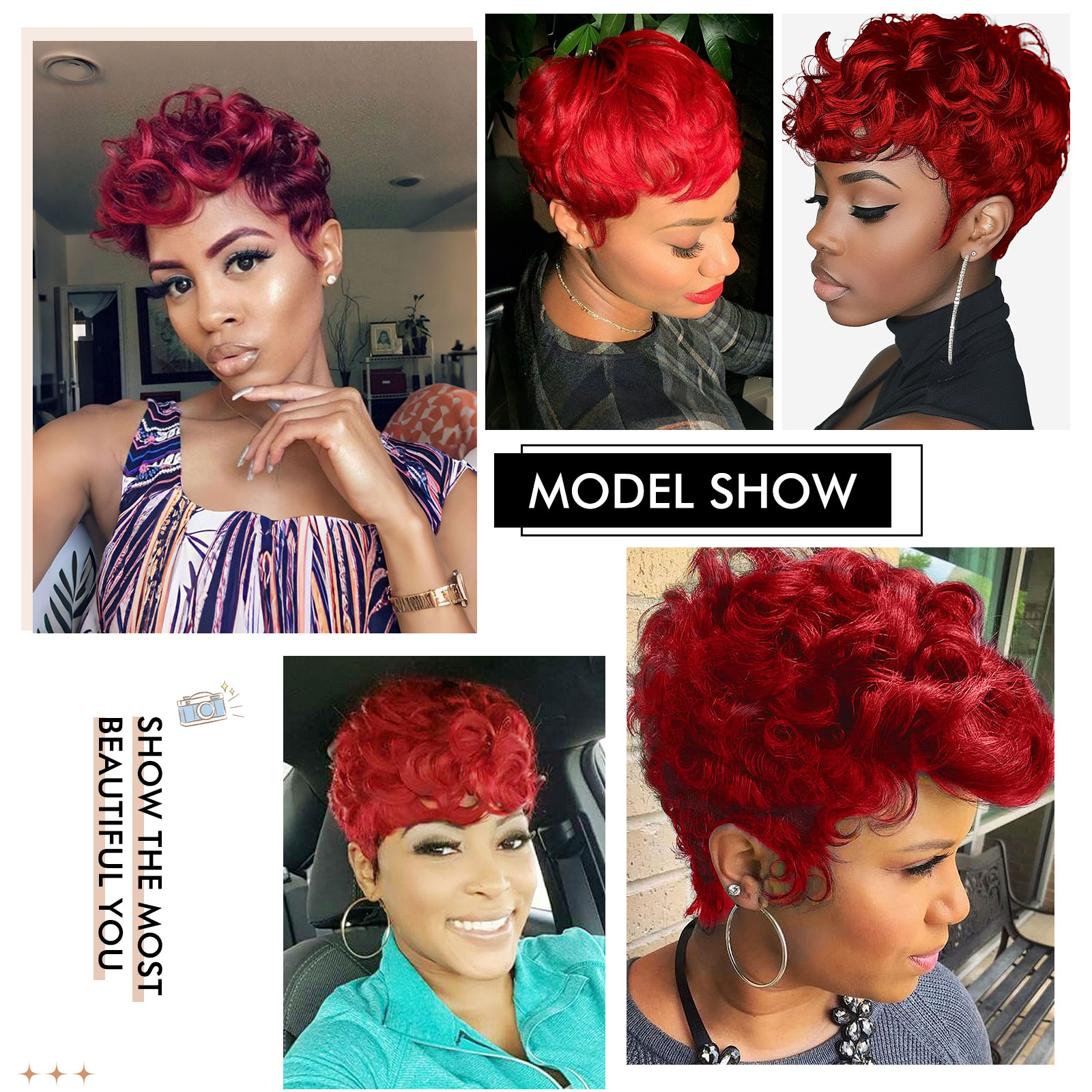 red human hair wigs