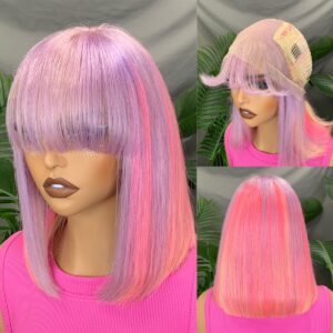 color lace bang bob wig